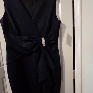 Jessica Howard Navy Midi Dress with Rhinestone Accent